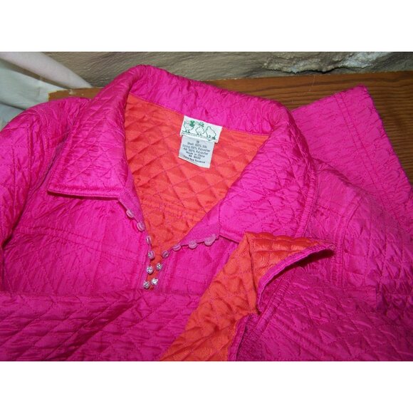 The Quacker Factory Jacket Barbie Pink Silk Quilted Small - Picture 4 of 7